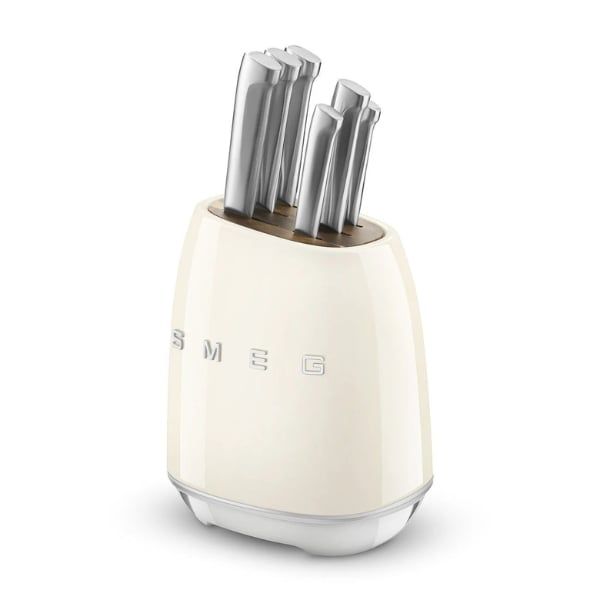 Bộ dao Smeg KBSF02CR màu kem (6 dao, 1 giá đỡ)