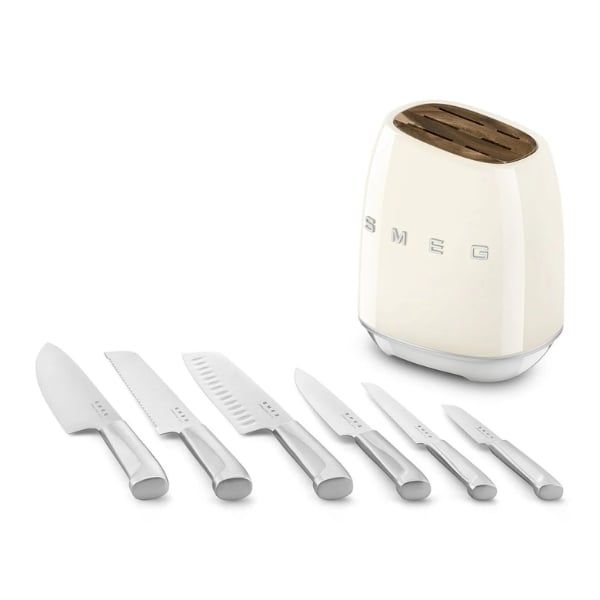 Bộ dao Smeg KBSF02CR màu kem (6 dao, 1 giá đỡ)