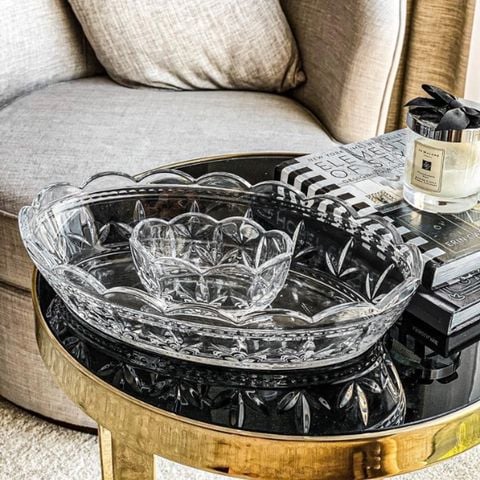 Bộ đĩa đôi Tulip Bohemia 36x15cm pha lê cao cấp