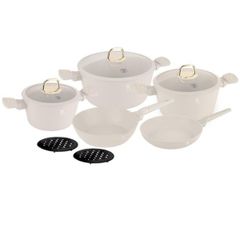  Bộ nồi Berlinger Haus BH/8080 5 món 10 chi tiết màu kem - 3 nồi kèm vung, 2 chảo, 2 lót 