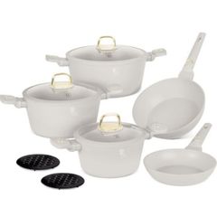  Bộ nồi Berlinger Haus BH/8080 5 món 10 chi tiết màu kem - 3 nồi kèm vung, 2 chảo, 2 lót 