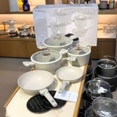  Bộ nồi Berlinger Haus BH/8080 5 món 10 chi tiết màu kem - 3 nồi kèm vung, 2 chảo, 2 lót 