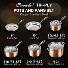  Bộ nồi chảo Ciwete 10 món tráng men vàng / 4 nồi, 2 chảo 