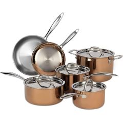 Bộ nồi chảo Ciwete 10 món tráng men vàng / 4 nồi, 2 chảo 
