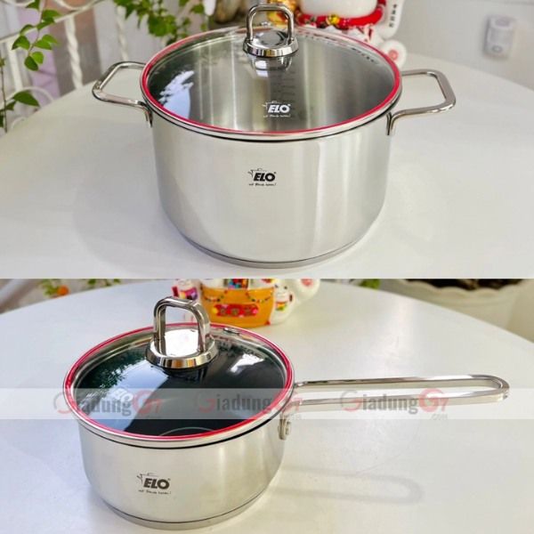 Bộ nồi Elo Excellent 5 món với Vung kính cường lực giúp theo dõi thực phẩm khi nấu