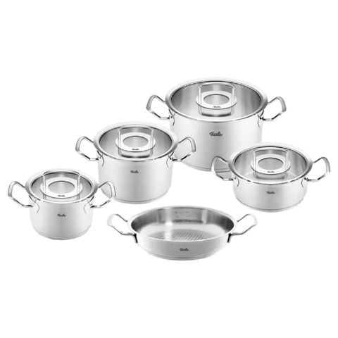 Bộ nồi Fissler Profi Collection 5 món (4 nồi, 1 chảo 2 quai) vung kính