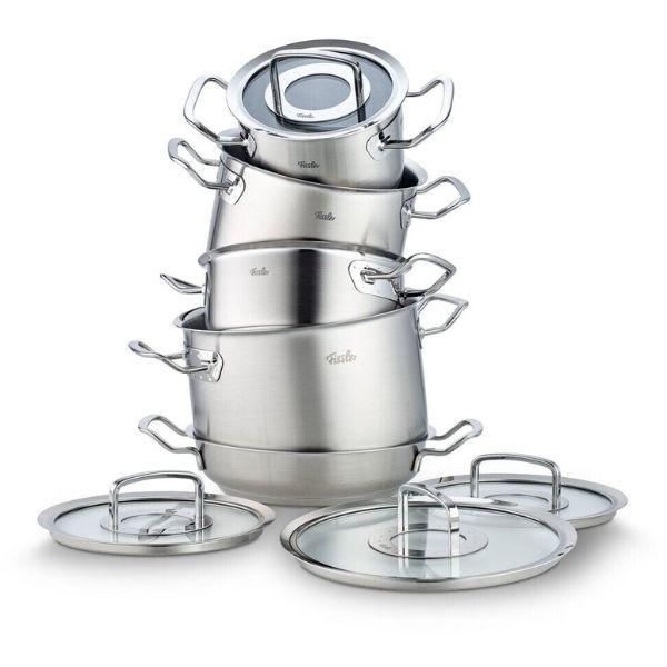 Bộ nồi Fissler Profi Collection 5 món (4 nồi, 1 chảo 2 quai) vung kính