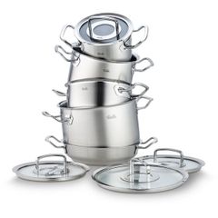  Bộ nồi Fissler Profi Collection 5 món (4 nồi, 1 chảo 2 quai) vung kính 
