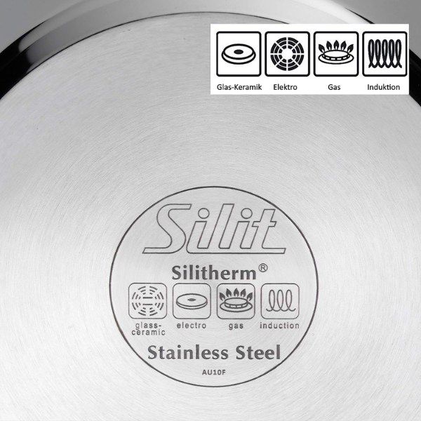 Bộ nồi Silit Alicante 4 món có Đáy nồi Silitherm® - độc quyền của Silit giúp phân bố nhiệt đều trên khắp bề mặt đáy và thành nồi, giữ nhiệt lâu