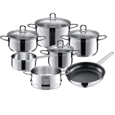 Bộ nồi Silit Diamant 7 món - 4 nồi, 1 quánh, 1 chảo, 1 xửng hấp