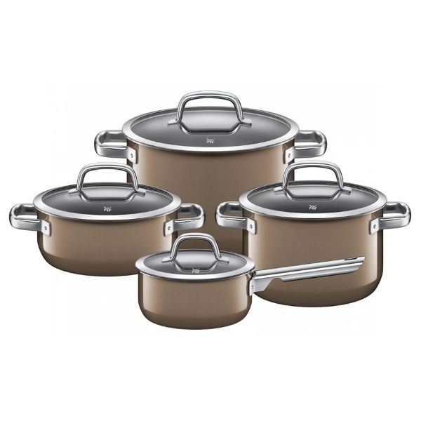 Bộ nồi WMF Fusiontec Mineral 4 chiếc màu nâu (3 nồi, 1 quánh) - Đức