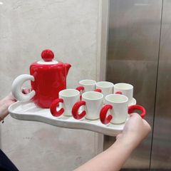  Bộ trà sứ Dopamine kèm khay Phong cách Bắc Âu - 1 bình 6 cốc 