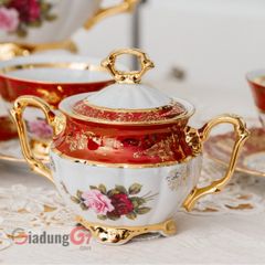  Bộ trà sứ Tiệp hoa hồng viền đỏ 15 món (Loại 1) 