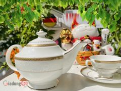  Bộ trà sứ xương hoàng gia Imperialondon viền vàng - 1 ấm, 6 bộ tách 
