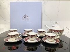  Bộ trà sứ xương Imperial viền đỏ (1 ấm, 6 bộ tách) nội địa Đức 
