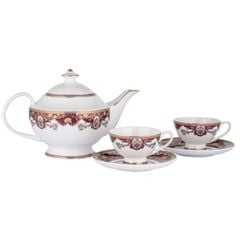  Bộ trà sứ xương Imperial viền đỏ (1 ấm, 6 bộ tách) nội địa Đức 