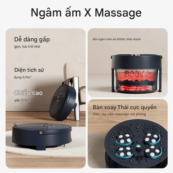 Bồn ngâm chân massage Philips PPM6501 800W 3 cài đặt nhiệt độ