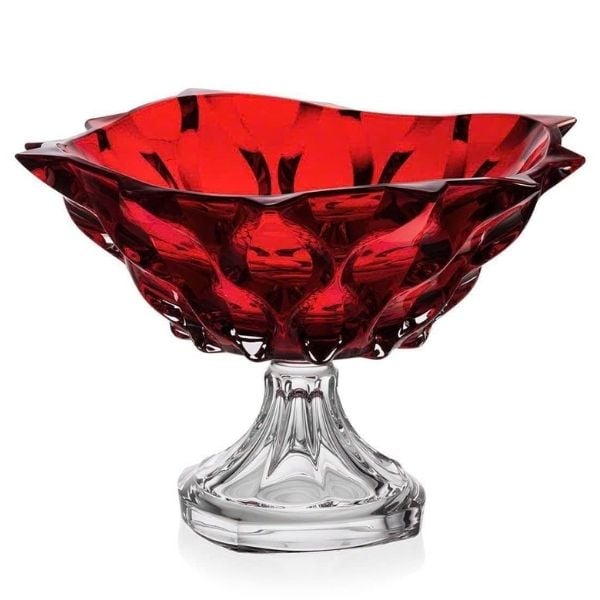 Chân bồng pha lê Bohemia Samba 30,5cm màu đỏ