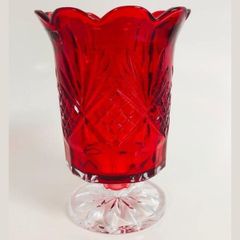  Chân nến pha lê Dublin Hurricane 19cm màu đỏ kiêm cắm hoa 