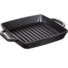  Chảo gang nướng vuông Staub 23cm màu đen 2 quai 