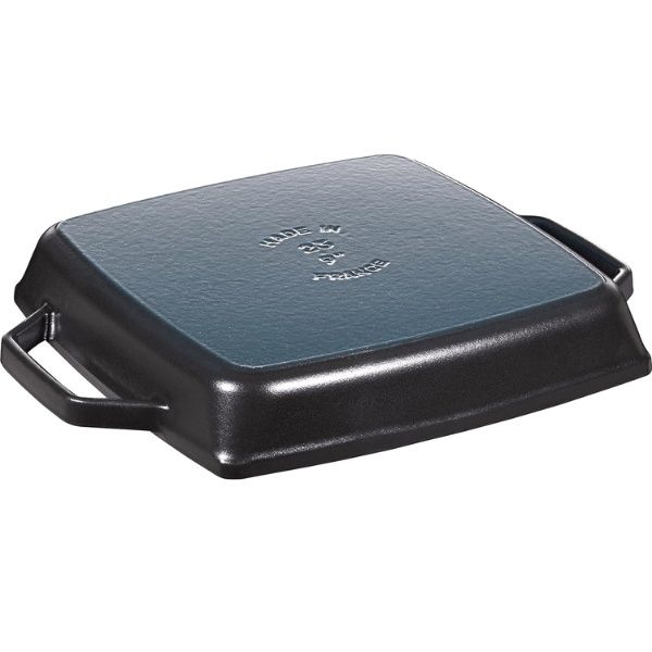 Chảo gang nướng vuông Staub 23cm màu đen 2 quai