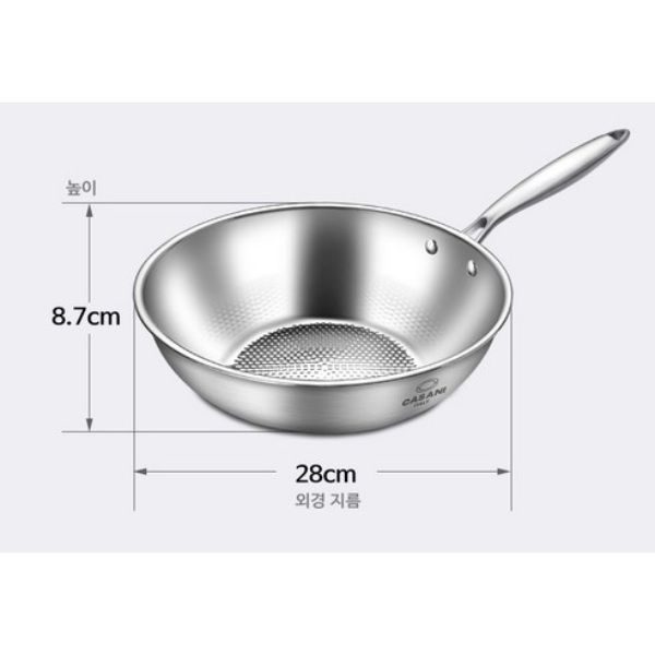 Chảo inox Casani Wokpan sâu lòng size 28cm