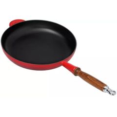  Chảo Le Creuset 28cm màu đỏ anh đào có tay cầm bằng gỗ 3478 