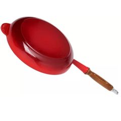  Chảo Le Creuset 28cm màu đỏ anh đào có tay cầm bằng gỗ 3478 