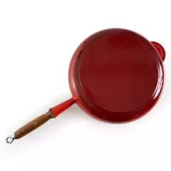  Chảo Le Creuset 28cm màu đỏ anh đào có tay cầm bằng gỗ 3478 