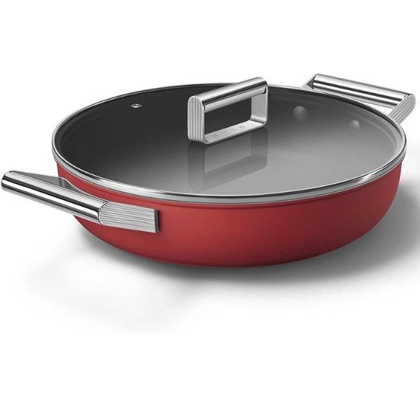 Chảo sâu lòng Smeg 28cm CKFD2811RDM có nắp, 2 quai