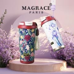  Cốc giữ nhiệt Magrace Paris 500ml kèm ống hút - 3 mẫu họa tiết inox 316 