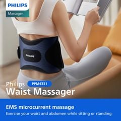  Đai massage bụng Philips PPM4331 Ion bạc, EMS, chườm nóng, massage thư giãn 