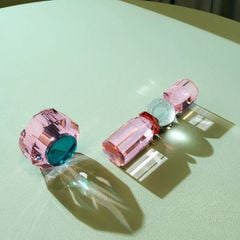  Đế nến pha lê Tealight Memphis Reflections Copenhagen Clear/Hồng/Đỏ 