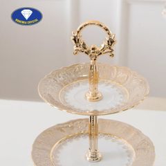  Đĩa 3 tầng sứ Tiệp dây vàng 