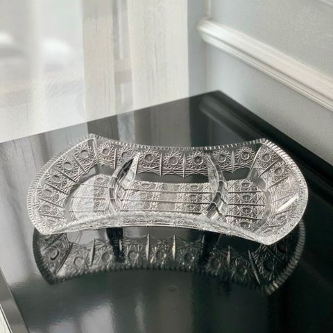 Đĩa eo pha lê mài Bohemia M57 33cm 3 ngăn