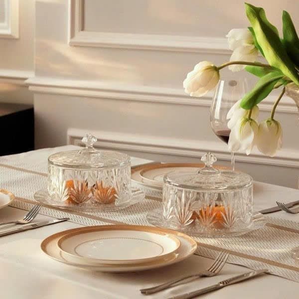 Đĩa pha lê có nắp Bohemia Tulip 23cm