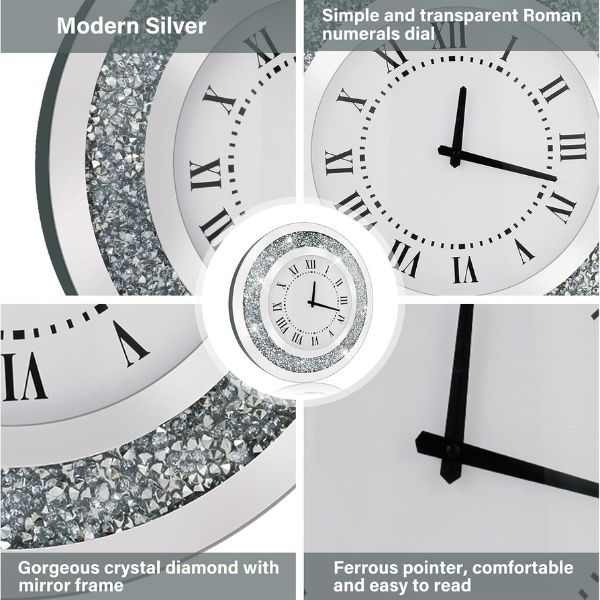 Đồng Hồ Treo Tường Pha Lê Tráng Gương Diamond 40cm