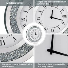  Đồng Hồ Treo Tường Pha Lê Tráng Gương Diamond 40cm 