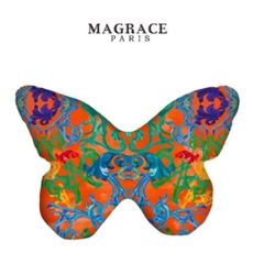  Gối tựa lưng Magrace Paris hình bướm nền vàng 