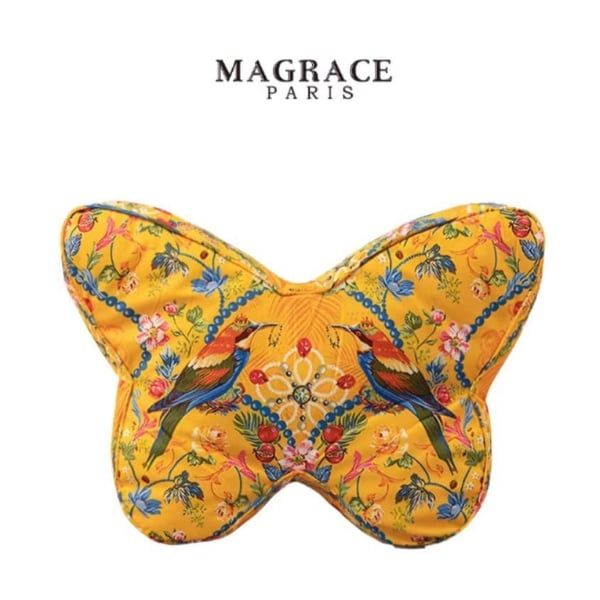 Gối tựa lưng Magrace Paris hình bướm nền vàng