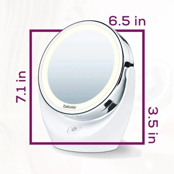 Thông số kích thước của Gương trang điểm Beurer BS49 có 2 mặt, 12 đèn Led, phóng to 5 lần