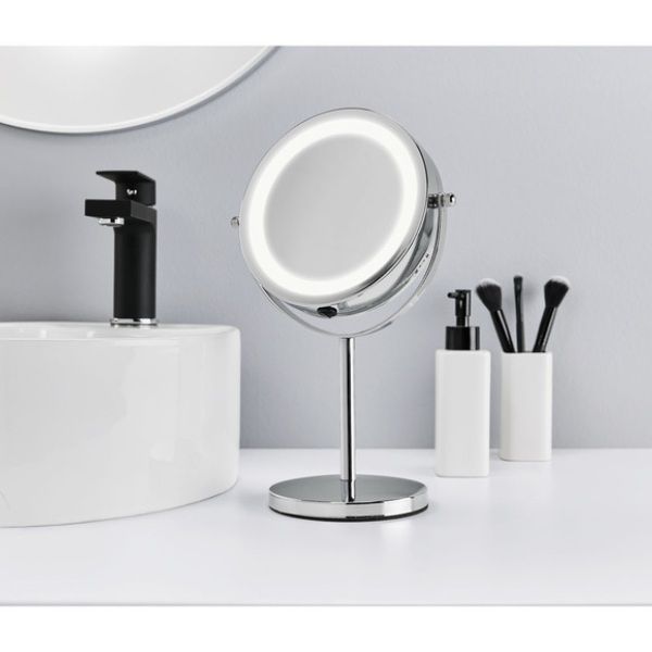 Gương trang điểm Livarno 2 mặt xoay có đèn led