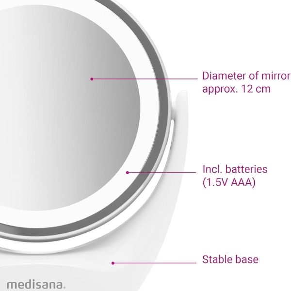 Gương trang điểm Medisana CM835 2 mặt, có đèn led