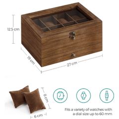  Hộp đựng đồng hồ gỗ Songmics 2 tầng 