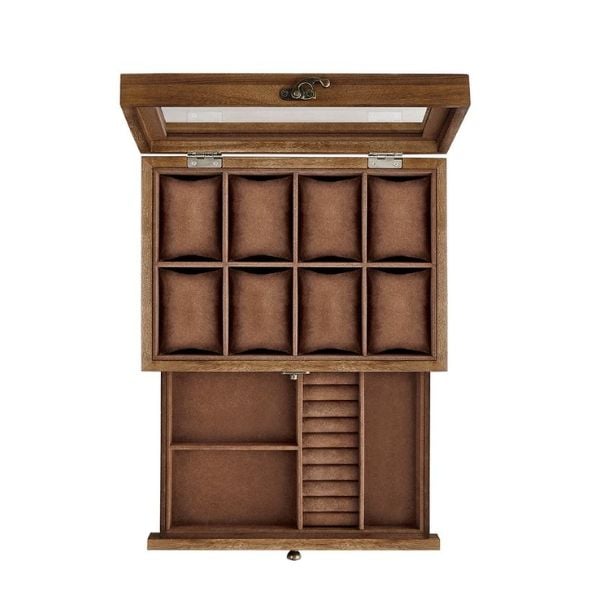 Hộp đựng đồng hồ gỗ Songmics 2 tầng