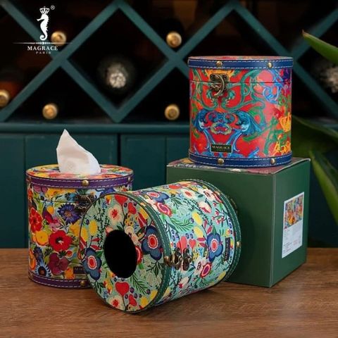 Hộp đựng giấy Magrace trụ tròn 14,5cm 3 mẫu họa tiết