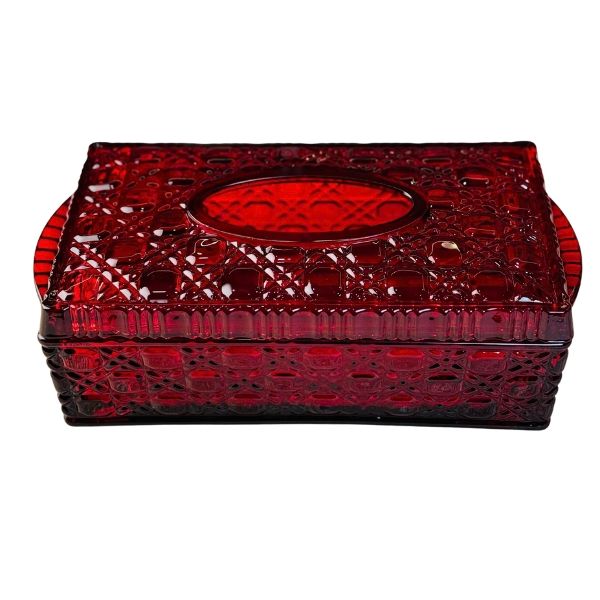 Hộp đựng khăn giấy pha lê mài màu đỏ