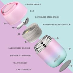  Hộp giữ nhiệt thực phẩm Logeeyar 500ml màu hồng 