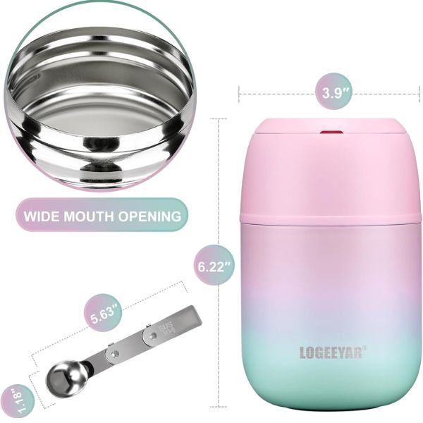 Hộp giữ nhiệt thực phẩm Logeeyar 500ml màu hồng