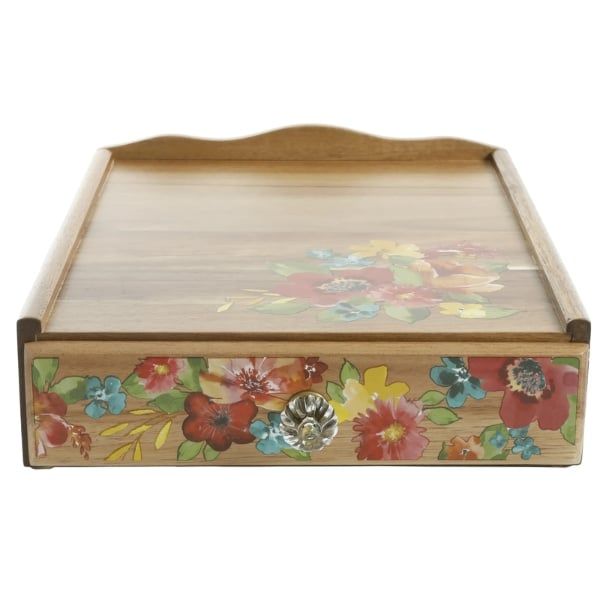 Hộp gỗ đựng cà phê trà The Pioneer Woman Wildflower Whimsy 4 ngăn